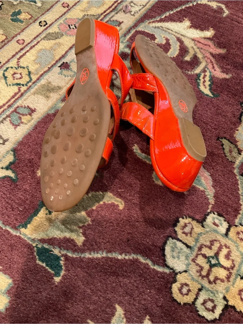 Sofft Women's Orange Patent Slide Sandals sz 8